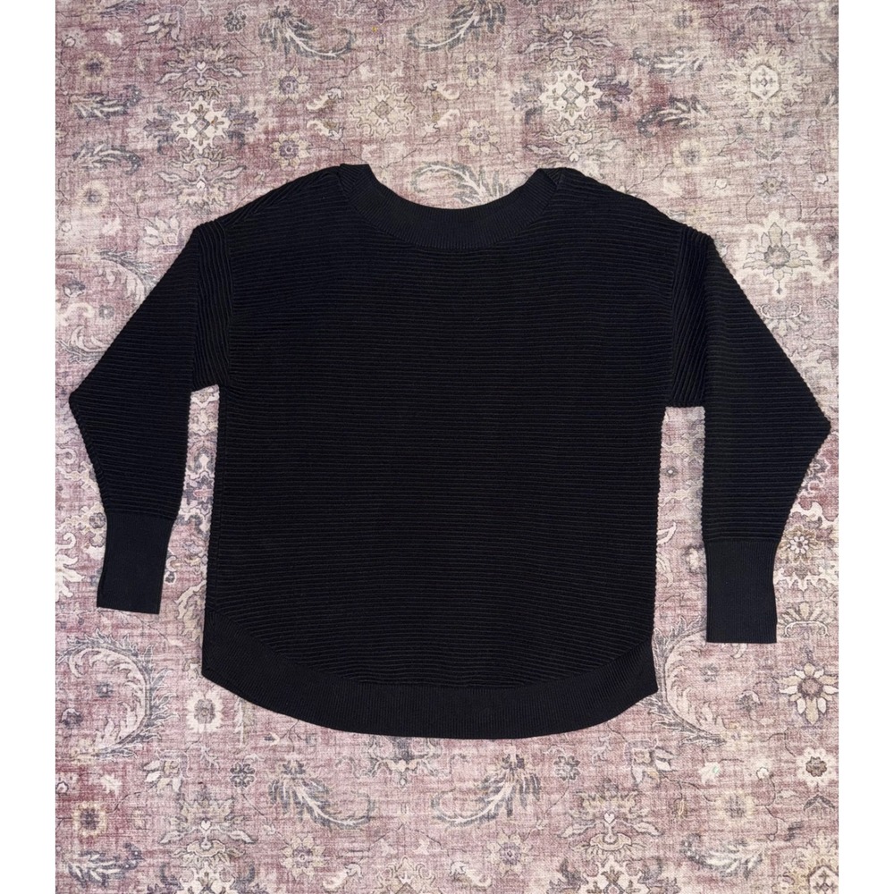 OFFLINE by Aerie Home Stretch Off The Shoulder Ribbed Oversized Sweater Black  L
